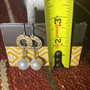 Handmade pearl earrings approximately 2.5 inch